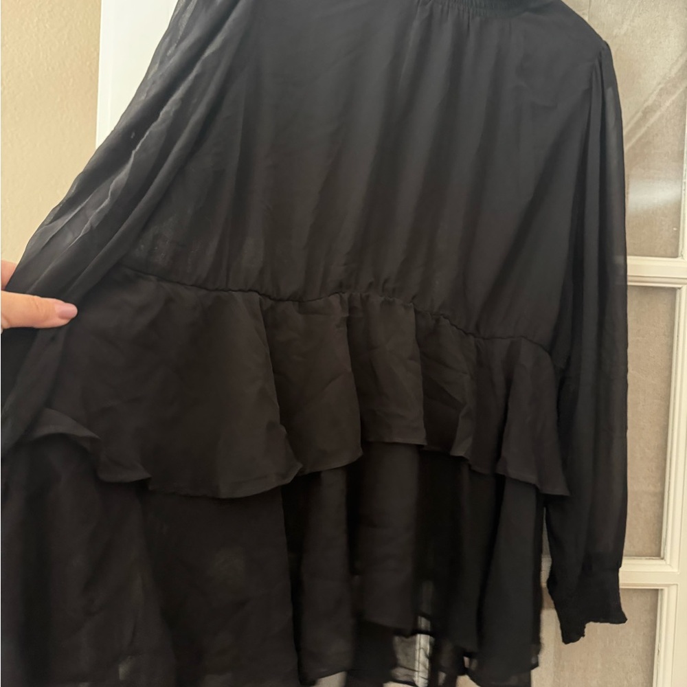 Torrid Black Smocked Detail Blouse
